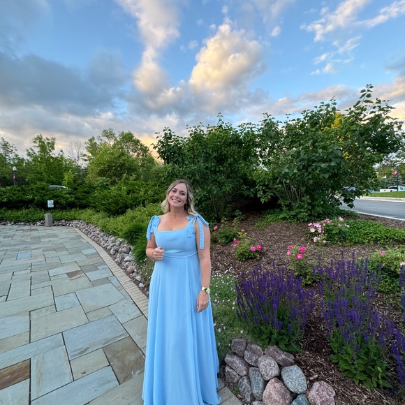 Lulus Love Me Forever Light Blue Tie-strap Square Neck Maxi Dress - Size XL - Picture 2 of 2